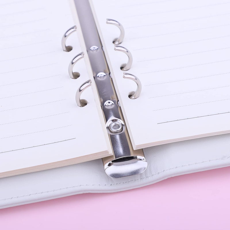 Antner A5 Notebook Photocard Binder 6 Ring Planner Binder for A5 Refill Paper  PU Leather Refillable A5 Budget Binder Loose Leaf Organizer Binder Cover with Magnetic Buckle for Budgeting  White - Image 4